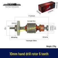 10mm Electric Hand Drill Motor with 6-Teeth Rotor and 608/626 Bearings 07931