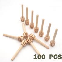 100 Pack Of  3 Inch Wooden Honey Ladle Sticks, Individually Wrapped