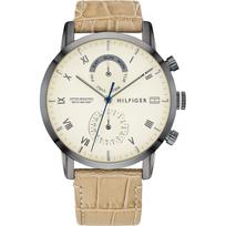 Tommy Hilfiger Kane Beige Leather Strap Gents Quartz Watch 1710399 smėlis
