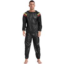 S-4XL Men Sauna Workout Set Long Sleeve Hooded Outerwear with Elastic Waist Sweat Pants for Gym Fitness 4XL