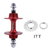 POLSO 20/24H 32/32H 36H/36H Fixed Gear Bike Hub and 17T Cogs Bicycle Parts Fixie Hubs Accessories Red 24 H and 17T