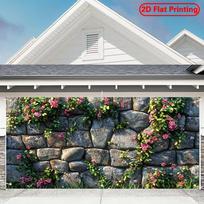 2D Rustic Stone Wall with Pink Vines Backdrop Photography Background 47.2x31.5inch/120*80cm