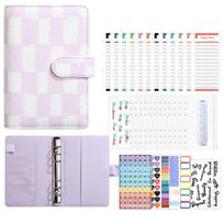 Loose-Leaf Money Saving Binder PU Leather Envelope Savings Challenge  for Budgeting Planner violetinė