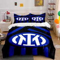 Blue-black stripes, Inter logo. Bedding sets Duvet cover sets Duvet covers Pillowcases(1 * Duvet Cover 2 * Pillowcases without duvet insert) 135x200cm
