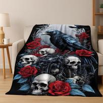 Viking Oding Raven Crow Huginn Muninn Norse Mythology Flannel Blanket,Warm and Cozy Soft Throw Blanket for Home Bedroom Bed Sofa 75x90cm