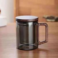 400ml Handmade Double-Layer Straight Glass Teapot with Detachable Filter Heat-resistant High Borosilicate Glass Cup Drinking Cup 400ml pilka spalva