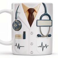 3D Stetoskopas ir Širdies Ritmo Raštas - Personalizuota Dovana Gydytojo Vardui Medicinos Darbuotojams, ligoninės biuro puodelis 301-400ml