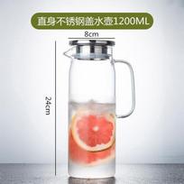 1200ml glass pitcher cold water pitcher jug with stainless steel lid cover cap 1000-1500ml gryna
