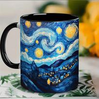 Van Gogh Starry Night Design 11oz Ceramic Cup - Vivid Art Coffee Teacup, Durable Gifts for Easter, Valentine's Day coffee mug 301-400ml juoda