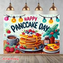 2D Cozy Breakfast Pancake & Coffee Backdrop for Outdoor Photoshoot 47.2x31.5inch/120*80cm