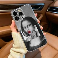 Aesthetic Funny David Mona Lisa Phone Case For iPhone17,16,15,14,13,12,11 ,Pro Max, Plus Soft Silicone Transparent Cover iPhone16Pro