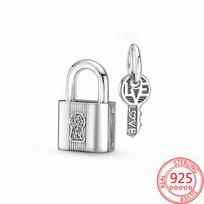 New  Ladybug And Heart Padlock Key Charm Fit Original Fashion Bracelet S925 Sterling Silver Charm Diy Girl Pendant Gift