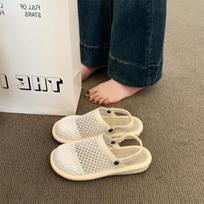 Sandals women's summer outer wear 2025 new high-end mesh hollow two wear hole shoes one pedal bag head half slippers 35 balta