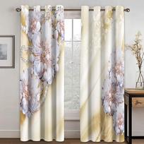 Luxurious Diamond Flowers Sunshade Thin Window Curtains Great for Living Room Bedroom Bathroom Kicthen Door Home Decor Discounted 2Pieces W50 X H130(CM)X2&Grommet Top