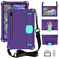 Samsung S9/S8 Tablet EVA Protective Case for Kids - Honeycomb Design with Hand Strap and Full Coverage Anti-Drop Protection. Galaxy Tab A11 (2025) mėtų žalios spalvos/violetinė