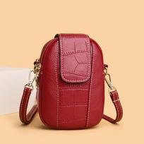 Vintage Small Crossbody Bag Women Alligator PU Messenger Bag Small Double-layer Handbag Shopping Lady Purse Phe Bag Bolso 13x6x18cm raudona