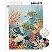 Shiny Pearl Sea Turtle Coral Reef DIY Painting Creative Bead Art Craft Household Wall Decoration Nice Present For Art Hobbyists Home Decor 30x40