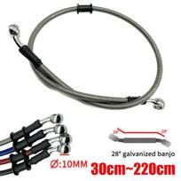 10mm 28 Degree Motorcycle Dirt Bike Braided Line Steel Brake Hose Cable Hydraulic Banjo Pipe 300mm-2200mm for Universal Racing Silver 30cm