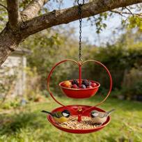 Large Capacity Heart Iron Bird Feeder Double-layer Bird Food Container Hummingbird Feeder  Patio raudona