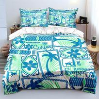 Tropical surfing-themed floral pattern Bedding Set for Kids Luxury Gift 3pcs Digital Print Comforter Set Soft Comfortable 135x200cm
