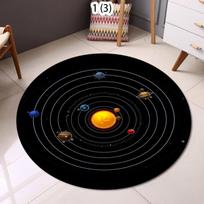 Kosmoso planetų rašto apvalus kilimas Miegamojo kilimėlis Kompiuterio kėdės sukamoji grindų danga Svetainės animacinis vaikų kambario kilimėlis Diameter 80cm