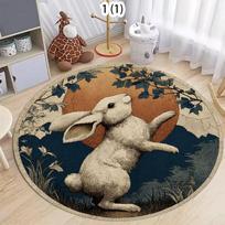 Velykinis Retro Gėlių Triušio Rašto Apvalus Kilimas Miegamojo Svetainės Sodo Dekoras Svetainės Kilimas Dekoratyvinis Grindų Kilimėlis Diameter 80cm