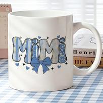 1pc Coffee Mug Suitable for Grandma Gift, Blue Bow& Leopard Print Cup with Rim, Lip Contact for Tea/Coffee Use- Ideal for Mother 320ml