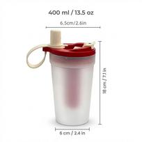 Transparent Plastic Water Bottle Portable Cold And Hot Drinking Cup With Strainer Leak-proof Straw Water Cup For Kids Students 0.4L raudona