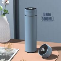 500ml 304 Stainless Steel Thermos Bottle Smart Cup Digital with Temperature Display Long-lasting Heat Mugs Travel Water Bottles 500ml mėlyna