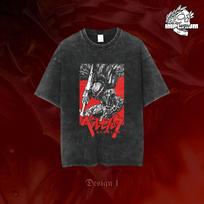 Berserk Brand of Sacrifice  Katana Vintage Washed DoubleSided Anime TShirt Unisex Dark Fantasy Manga Fan Streetwear Tee  Cotton Casual Short M