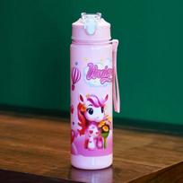 Solid Color pony Water Bottle 750ML with Straw Cute Cartoon Water Cup for Kids camp Drink Bottle rožinė