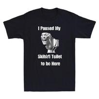 I Paused My Skibidi To Be Here Funny Toilet Cartoon Graphic Quote Men's T-Shirt S