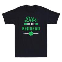 Dibs On The Redhead For Saint Patricks Day Funny Quote Gift Retro Men's T-Shirt 4XL