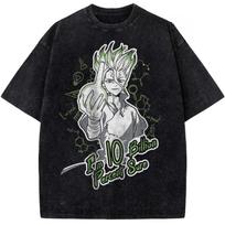 Ishigami Senkuu Print Tshirt DrSTONE Anime Clothing Men Women Cotton Tshirts Vintage Washed Tee Harajuku Oversized T Shirt S
