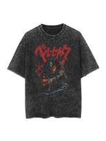 Berserk Animation Derivatives Guts Printing Retro Washed Shortsleeved Tshirt Mens and Womens  Summer Fashion Clothing M