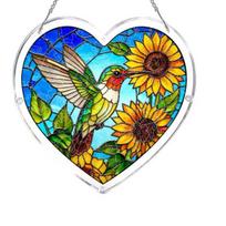 Bookish Acrylic Puzzle Suncatcher, Stained Glass Style Window Hanging Ornament, Hummingbird Floral Book DIY Sun Catcher Kit for Home Decor, Gift for J
