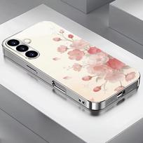 Šviesiai rožinis gėlėtas stiklinis telefono dėklas, tinkamas Samsung Galaxy S26 S25 S24 S23 S22 S20 FE/Ultra/Plus, apsaugantis nuo kritimo galinis dangtelis GalaxyS23plus