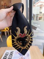 Women's Black Heart-Shaped Horn Rice Beads Rhinestone Decorative Tie Sparkling Elegant Neck Ornament Scheming Design Banquet Dinner juoda