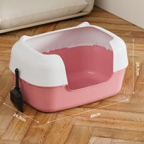 Cat Litter Box Cleaning Basin Portable Removable High Sided Anti Splashing Toilet for Indoor Pink