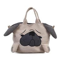 Mielos gyvūnų rankinės moterims Kasdieninės kelionės Didelės talpos krepšiai pečių krepšiai Mopsas Šuo Velvetas Messenger Bag Moteriškas Bolsas 19X11X20cm chaki