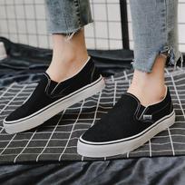 Fashion Canvas Shoes Women Couple Slip on Flat Comfortable Casual Shoes Fashion Platform Ladies Vulcanized Shoes Zapatillas Mujer 2024 35 juoda