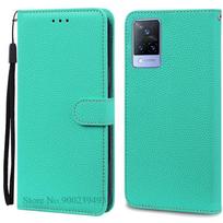 For Vivo V21 Case Silicone Wallet Flip Phone Case for Vivo V2050 V2066 V2108 VivoV21 Leather Case Coque for Vivo V21 5G Fundas for Vivo V21 4G 5G dangaus mėlyna spalva