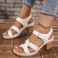Summer Women's Shoes  Hot Selling Fashion Open Toe Women's Sandals Solid Color Large Size Women's High Heel Sandals 36 balta