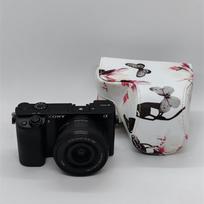 Flower PU Leather Camera Case Bag for Sony A6300 A6400 A6000 A6100 16-50mm Lens Full Body Cover With Strap balta