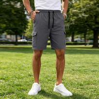 Men's Multi Pocket Cargo Shorts Loose Fit Gym Shorts Casual Sportswear Drawstring Waist Mid Length Shorts XL