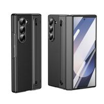 Compatitable for Samsung Galaxy Z Fold 7 6 5 4 Case with Pen,Gold Plating PU Leather Z Fold 7 Case with Glass Film, Hinge For samsung Z fold6 juoda