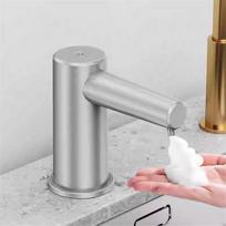 Touchless Automatic Dish Soap Dispenser, Electric Bathroom Kitchen Sink Pump with 2 Gear ,100cm Extension Tube,Liquid&Foam Modes Foam Silver