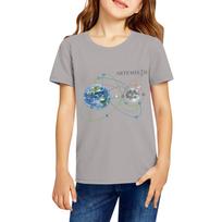 Children's Casual Fashion Short Sleeve Top Artemis II Graphic Print Crew Neck Comfortable Fit Soft Fabric Durable Stitching Suitable for Everyday Wear 110