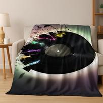 Dancing Music Musical Note Instrument Cartoon Flannel Blanket,Cozy Soft Throw Blanket for Home Bedroom Bed Sofa Cover Gift Kid 75x90cm