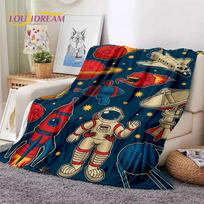 Astronaut Universe Spaceman Outer Space Cartoon Soft Flannel Blanket for Beds Bedroom Sofa Picnic,Throw Blanket Outdoors Leisure 75x90cm